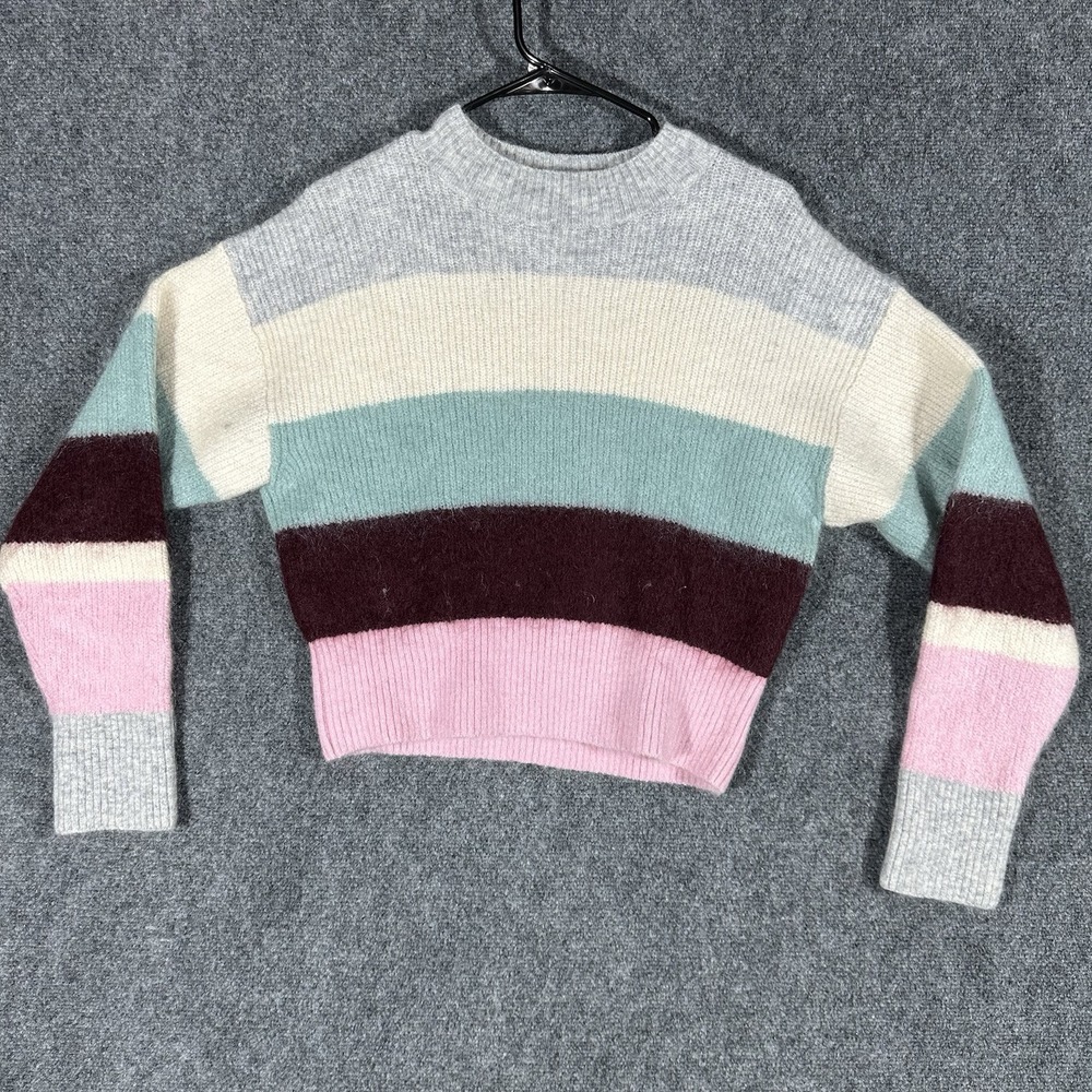 H&M Womens Mohair Wool Blend Striped Crewneck Sweater Multi Color Size S